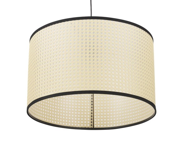 Suspension GOBU ronde en rotin naturel et structure noire