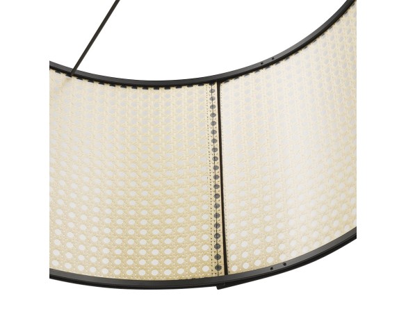Suspension GOBU ronde en rotin naturel et structure noire