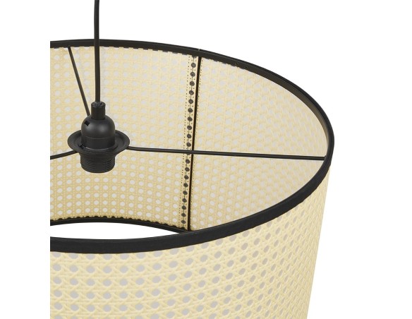 Suspension GOBU ronde en rotin naturel et structure noire