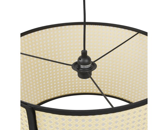 Suspension GOBU ronde en rotin naturel et structure noire