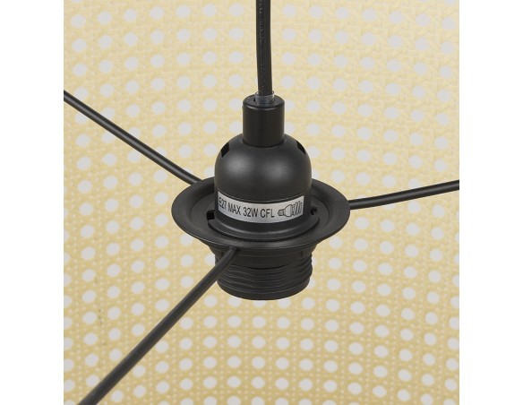 Suspension GOBU ronde en rotin naturel et structure noire