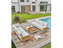 Salon de jardin d'angle gris alu et acacia - MINERA EAN 3700917630372