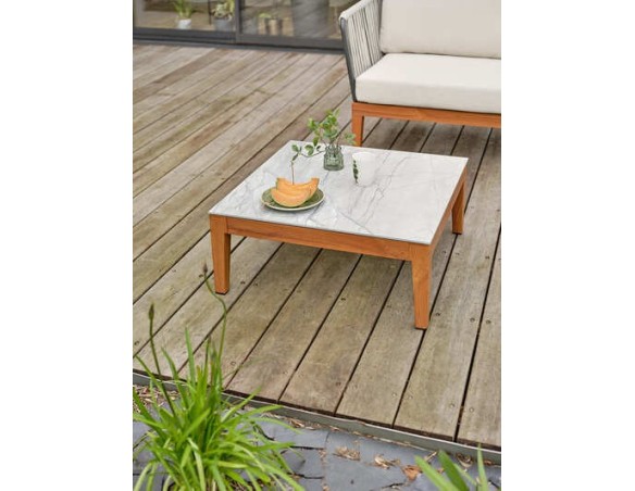 Salon bas de jardin effet bois en aluminium - ALPHI