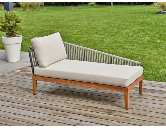 Salon bas de jardin effet bois en aluminium - ALPHI