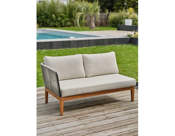 Salon bas de jardin effet bois en aluminium - ALPHI