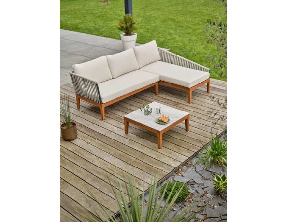 Salon bas de jardin effet bois en aluminium - ALPHI ALPHI-ALUWOOD