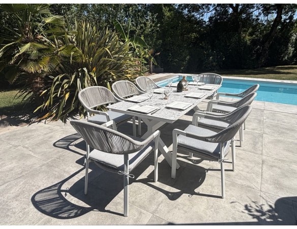 Ensemble repas de jardin avec 8 fauteuils -  ABELLA