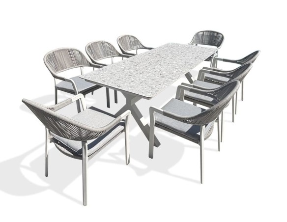 Ensemble repas de jardin avec 8 fauteuils -  ABELLA