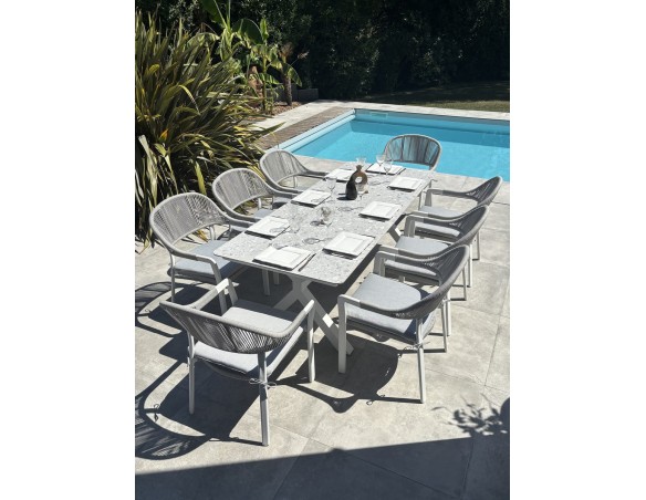 Ensemble repas de jardin ABELLA  ABELLA-TB220BLANC+8FT