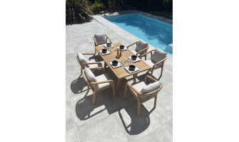 Ensemble repas de jardin 6 places en bois d'acacia - SERENA EAN 3700286490409