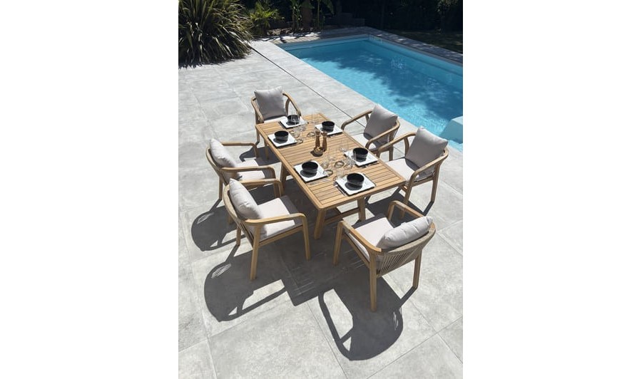 Ensemble repas de jardin 6 places en bois d'acacia - SERENA EAN 3700286490409