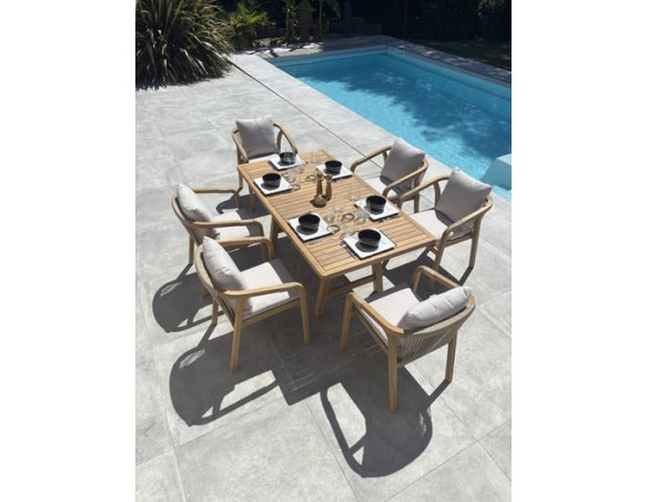 Ensemble repas de jardin 6 places en bois d'acacia - SERENA EAN 3700286490409