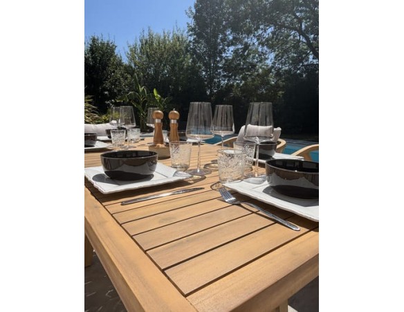 Ensemble repas de jardin 6 places en bois d'acacia - SERENA