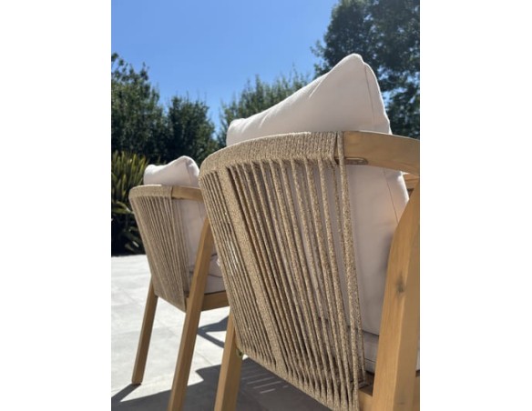 Ensemble repas de jardin 6 places en bois d'acacia - SERENA