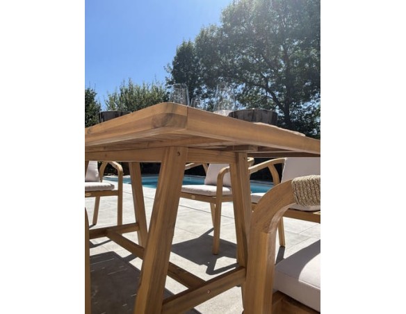 Ensemble repas de jardin 6 places en bois d'acacia - SERENA