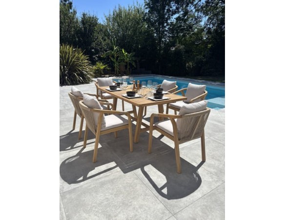 Ensemble repas de jardin 6 places en bois d'acacia - SERENA