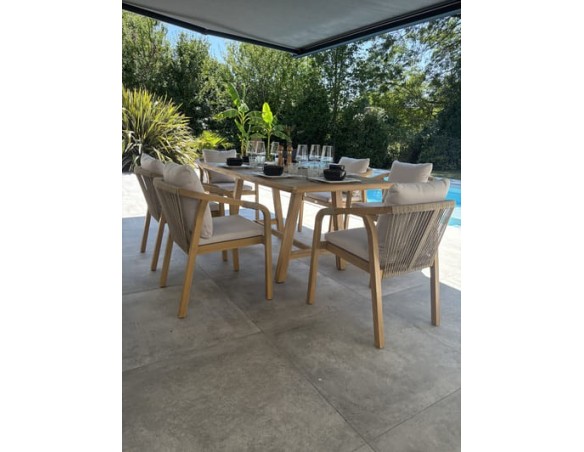 Ensemble repas de jardin 6 places en bois d'acacia - SERENA