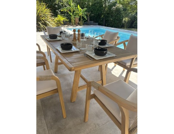 Ensemble repas de jardin 6 places en bois d'acacia - SERENA
