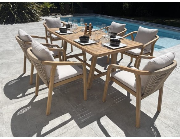 Ensemble repas de jardin SERENA (170x90 cm) 6 places en bois d'acacia - WOOD
SERENA-TB170+6FT
