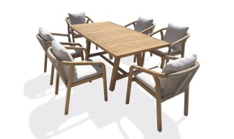 Ensemble repas de jardin 6 places en bois d'acacia (170x90) - SERENA