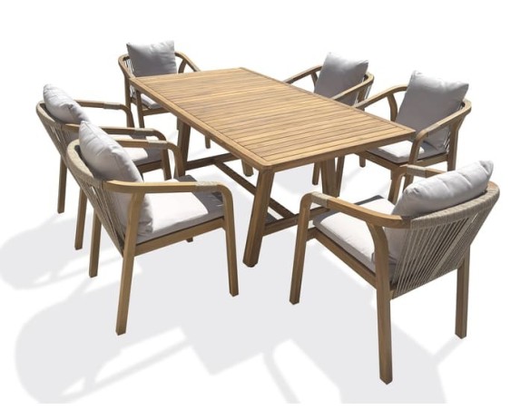 Ensemble repas de jardin 6 places en bois d'acacia - SERENA