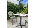 Ensemble de jardin table HPL effet marbré + 2 fauteuils Vert - BISTRO