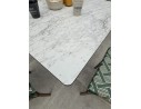 Ensemble de jardin table HPL effet marbré + 2 fauteuils Vert - BISTRO