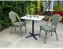 Ensemble de jardin table HPL effet marbré + 2 fauteuils Vert - BISTRO