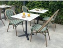 Ensemble de jardin table HPL effet marbré + 2 fauteuils Vert - BISTRO