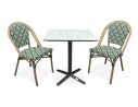 Ensemble de jardin table HPL effet marbré + 2 fauteuils Vert - BISTRO