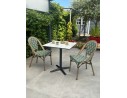 Ensemble de jardin table ronde effet marbré + 2 fauteuils Vert - BISTRO