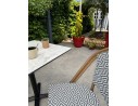 Ensemble de jardin table HPL effet marbré + 2 fauteuils bleu - BISTRO