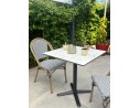 Ensemble de jardin table ronde effet marbré + 2 fauteuils bleu - BISTRO