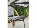 Ensemble de jardin table HPL effet marbré + 2 fauteuils bleu - BISTRO