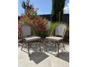 Ensemble de jardin table HPL effet marbré + 2 fauteuils bleu - BISTRO