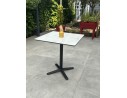 Ensemble de jardin table HPL effet marbré + 2 fauteuils bleu - BISTRO