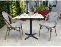 Ensemble de jardin table HPL effet marbré + 2 fauteuils bleu - BISTRO