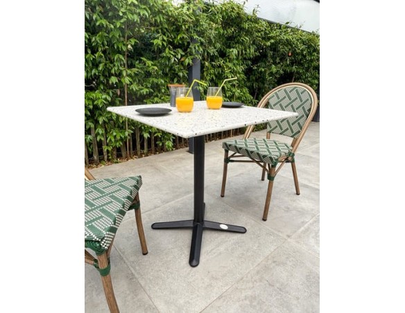 Ensemble de jardin table Terrazo  + 2 fauteuils Vert - BISTRO
