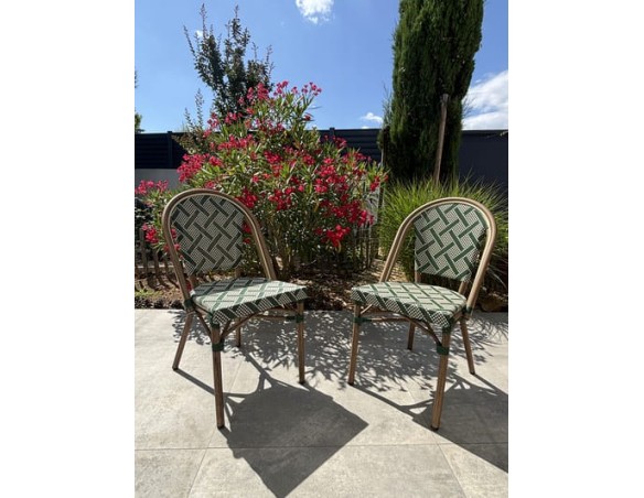 Ensemble de jardin table Terrazo  + 2 fauteuils Vert - BISTRO