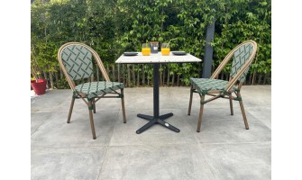 Ensemble de jardin table Terrazo  + 2 fauteuils Vert - BISTRO