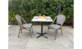 Ensemble de jardin table Terrazo  + 2 fauteuils Bleu - BISTRO