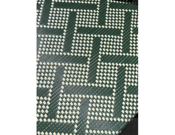 Fauteuil de jardin empilable vert en aluminium effet bois et textilène - BISTRO