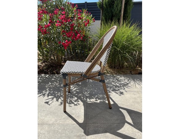 Fauteuil de jardin empilable bleu en aluminium - BISTRO