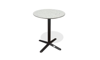 Table ronde de jardin blanche en acier noir et plateau Terrazo -  BISTRO