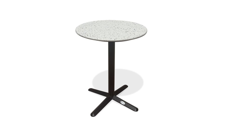 Table ronde de jardin blanche en acier noir et plateau Terrazo - BISTRO Table ronde de jardin blanche en acier noir et plateau Terrazo - BISTRO