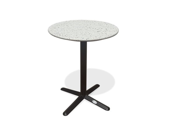 Table ronde de jardin blanche en acier noir et plateau Terrazo -  BISTRO