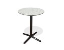 Table ronde de jardin blanche en acier noir et plateau Terrazo -  BISTRO
