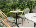 Table ronde de jardin blanche en acier noir et plateau Terrazo -  BISTRO