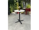 Table ronde de jardin blanche en acier noir et plateau Terrazo -  BISTRO