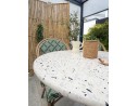 Table ronde de jardin blanche en acier noir et plateau Terrazo -  BISTRO